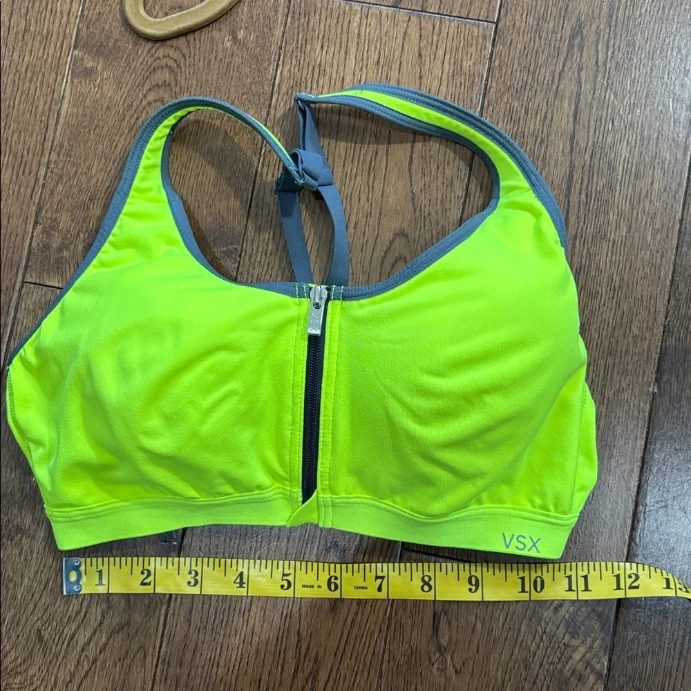 VSX SPORT Victoria’s Secret Reacerback zip front sports bra neon yellow size 36B